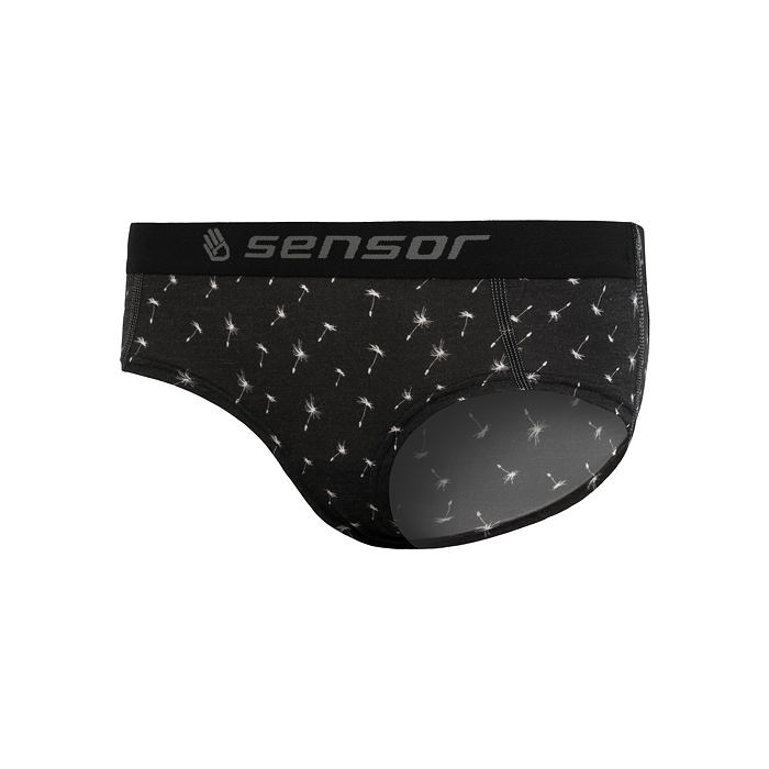 Sensor Merino Impress Dámské kalhotky Černá/pattern